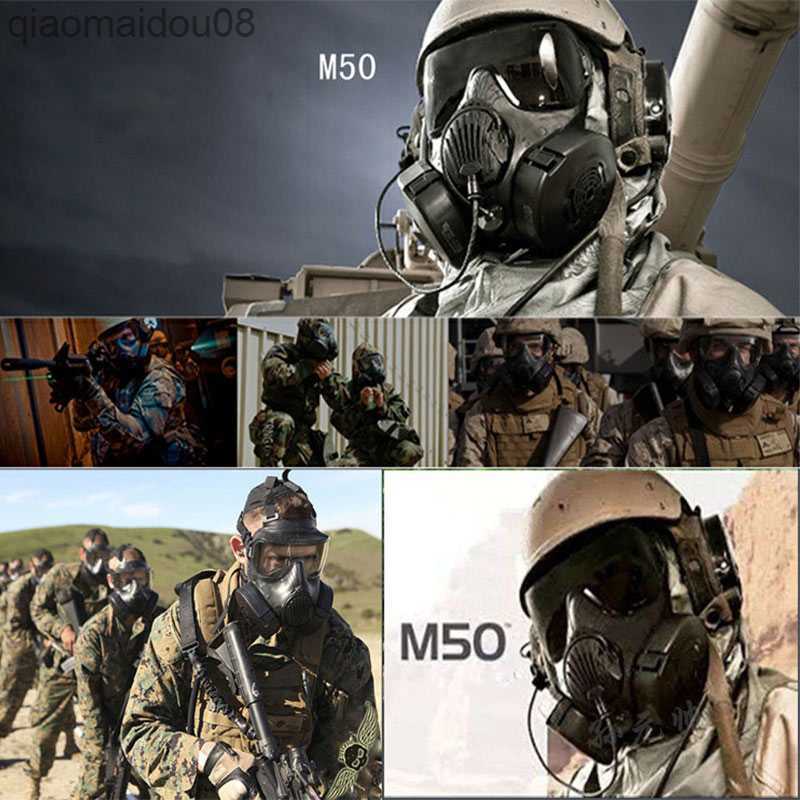 Protective Clothing Gas Mask Full Face Skull Tactical Protective Mask For Cosplay CS Costume Party Halloween Exhaust Fan Breathable HKD230826