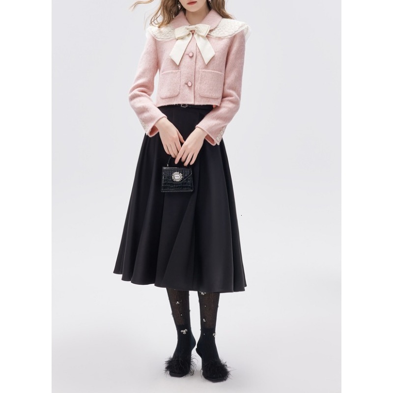 Sweeess Embroidered Collar Bow Short Jackets For Women 2024 B4