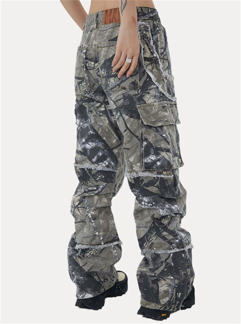 Men's Pants Spring Summer Hip-hop Fashion Camouflage Printed Jeans Straight Wide Leg Loose Wearproof Handsome Denim Pants