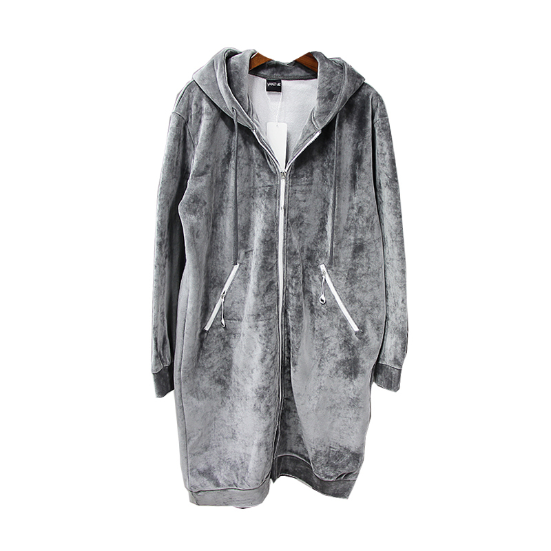 Womens Wool Blends Autumn Silk velvet Hoodies Women Casual Hooded Coats Lady Winter Long Fashion Black Gray Jackets Outwear Female Clothes 230828 - view 4