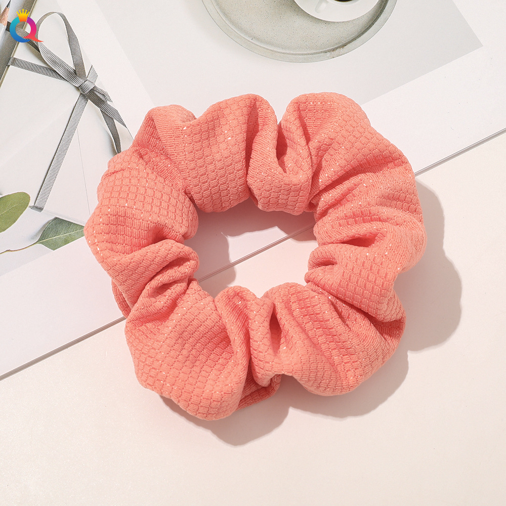Solid Color Plaid Pattern Hair Ropes Big Size Soft Cloth Elastic Hair Ties Elegant Women Ponytail Holder Hair Scrunchies Accessory 2507