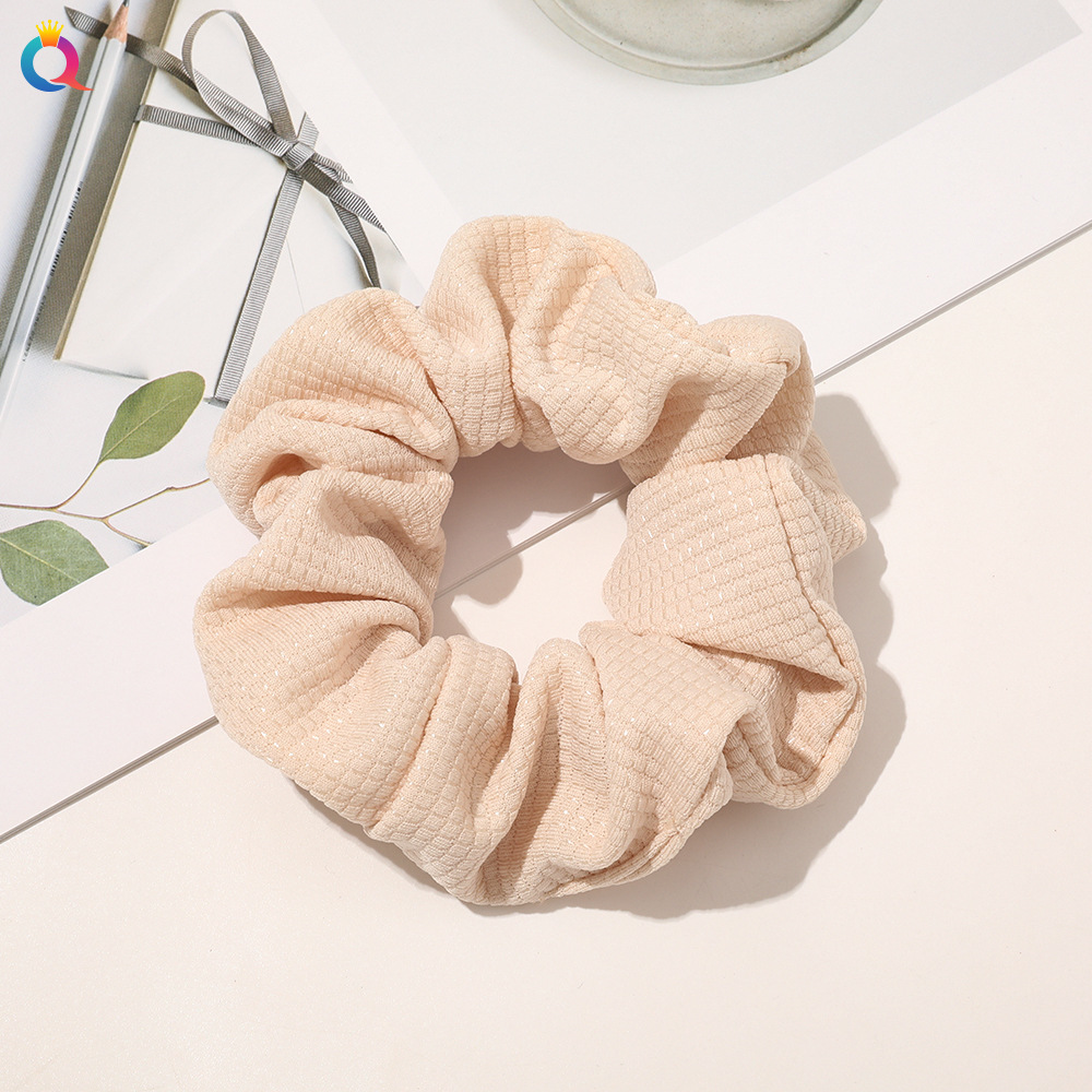 Solid Color Plaid Pattern Hair Ropes Big Size Soft Cloth Elastic Hair Ties Elegant Women Ponytail Holder Hair Scrunchies Accessory 2507
