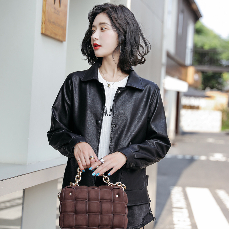 Womens Leather Faux Spring Real Jacket Women Genuine Ladies Lapel Loose Sheepskin Coat Korean Fashion Streetwear 5XL 230828