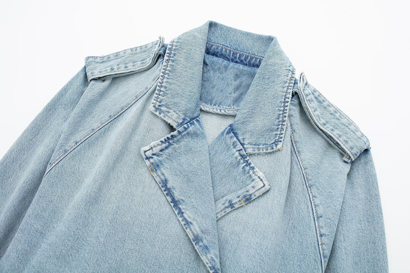 Womens Jackets Denim Cropped Trench Coat For Women Oversized Short Coats Ladies Long Sleeve Loose 230828