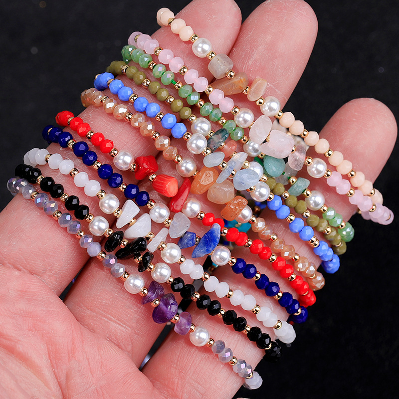 Natural Stone Bracelet Irregular Crystal Chip Beads Weave Bracelets Bangles Quartz Wristband For Women Jewelry