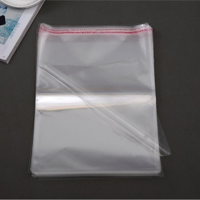 Gift Wrap 100 Piece Clear Garment Self Adhesive Bags Wedding Party Opp Gift Bag T Shirt And Clothes Magazine Books Packaging Plastic Bag 230828