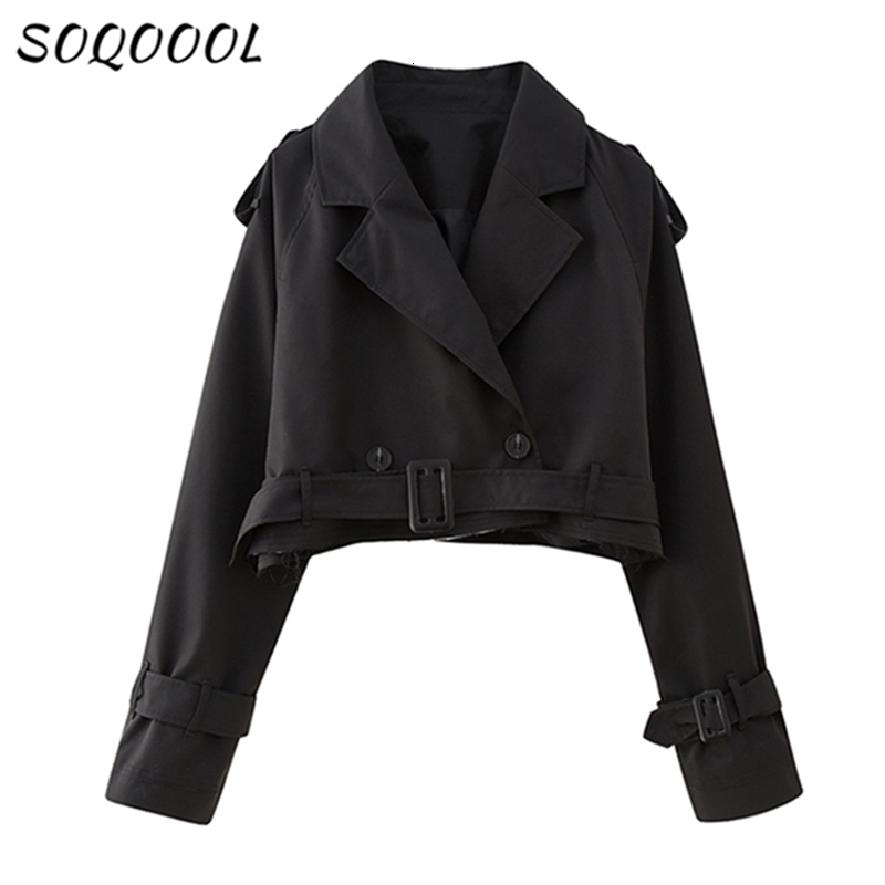 Womens Jackets Khaki Belt Women Jacket Autumn Fashion Casual Streetwear Button Loose Long Sleeve Tops Female Cropped Trench Coat Outwear 230828