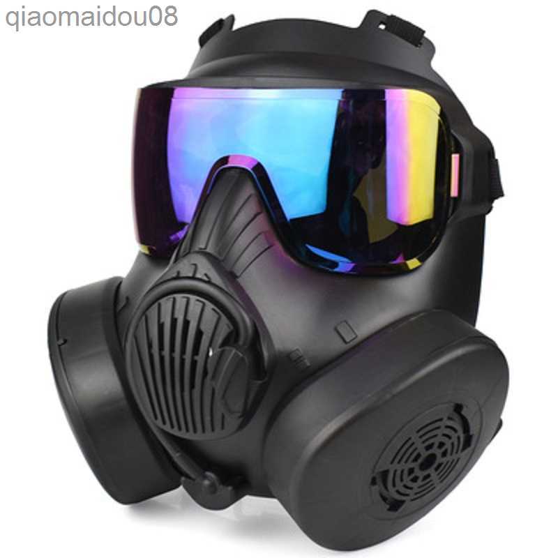 Protective Clothing Gas Mask Full Face Skull Tactical Protective Mask For Cosplay CS Costume Party Halloween Exhaust Fan Breathable HKD230826