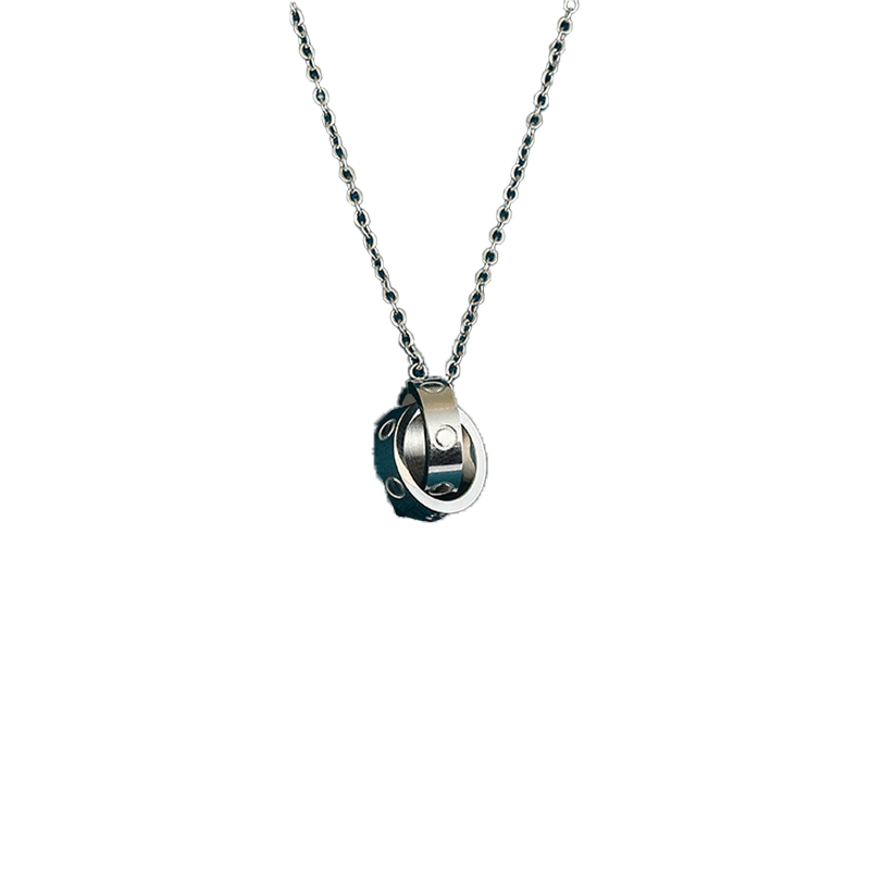High Quality Titanium Steel Diamond Necklace Female Designer Design Double Ring Pendant Luxury Couple Necklace Wedding Party Valen