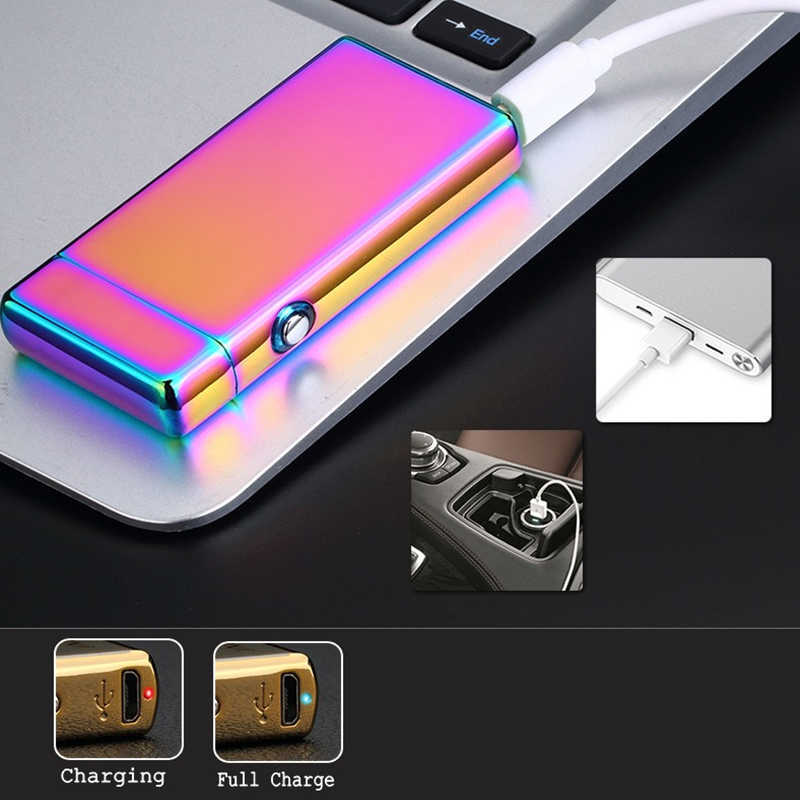 New Luxury Metal Electric Double Arc Lighter USB Rechargeable Outdoor Windproof Flameless Men's Gift K26R W260202