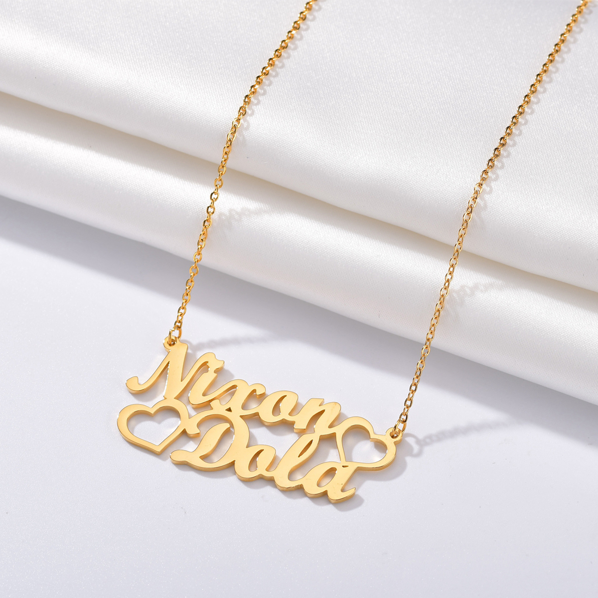Hip Hop Personalized Custom 2 Names Necklace Stainless Steel Charm Jewelry Gift