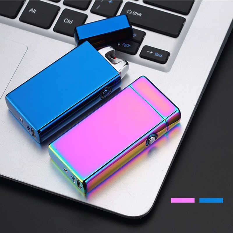 New Luxury Metal Electric Double Arc Lighter USB Rechargeable Outdoor Windproof Flameless Men's Gift K26R W260202
