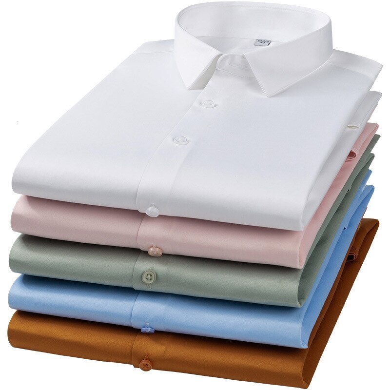Men's Dress Shirts High-stretch Silky Smooth Comfortable Non-marking Pressure Rubber Drape Non-iron MEN'S Shirt Business Casual Slim Long-sl