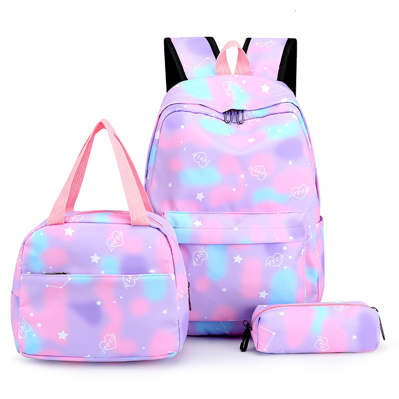 Backpacks 3pce/set kids school backpack for teenage girls Simple women backpacks Gradient print schoolbags middle school student book bags 230826