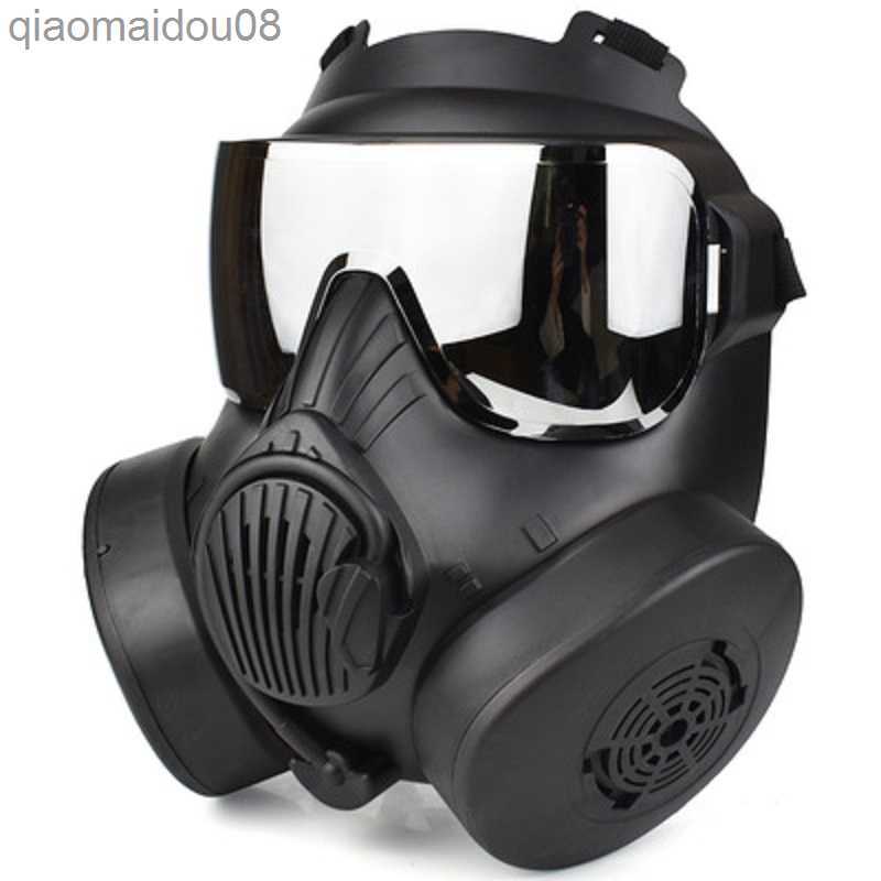 Protective Clothing Gas Mask Full Face Skull Tactical Protective Mask For Cosplay CS Costume Party Halloween Exhaust Fan Breathable HKD230826