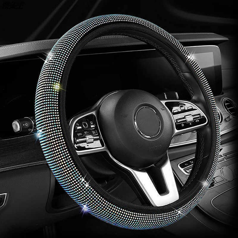 Steering Wheel Covers Car steering wheel set with diamond summer elastic no inner ring full drill hot drill car interior handle set T230828