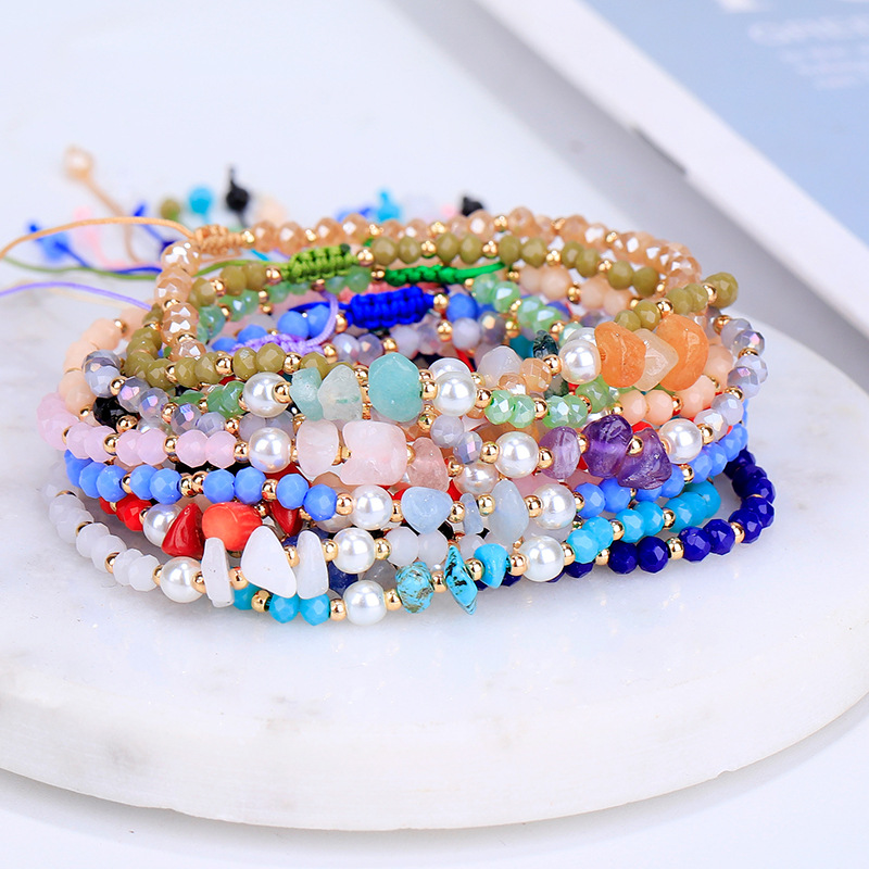 Natural Stone Bracelet Irregular Crystal Chip Beads Weave Bracelets Bangles Quartz Wristband For Women Jewelry