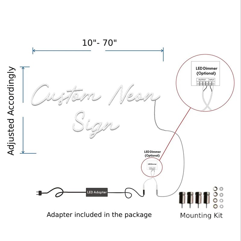 Custom Neon Signs LED Lights Company Logo Bar Pub Gaming Zone Wedding Signs Dimmable Signs Power Adapter & Hanging Kit Included