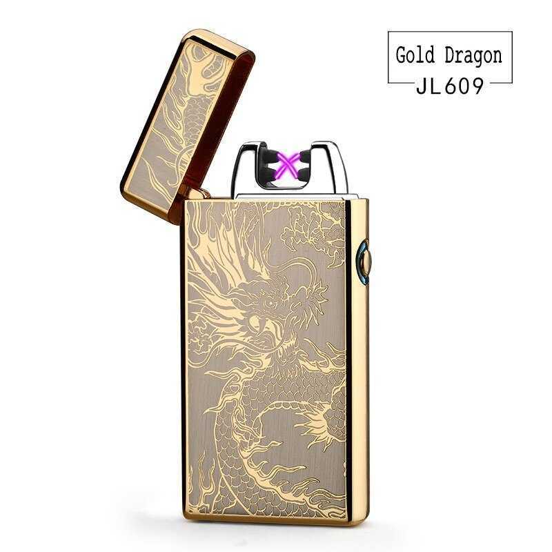 New Luxury Metal Electric Double Arc Lighter USB Rechargeable Outdoor Windproof Flameless Men's Gift K26R W260202
