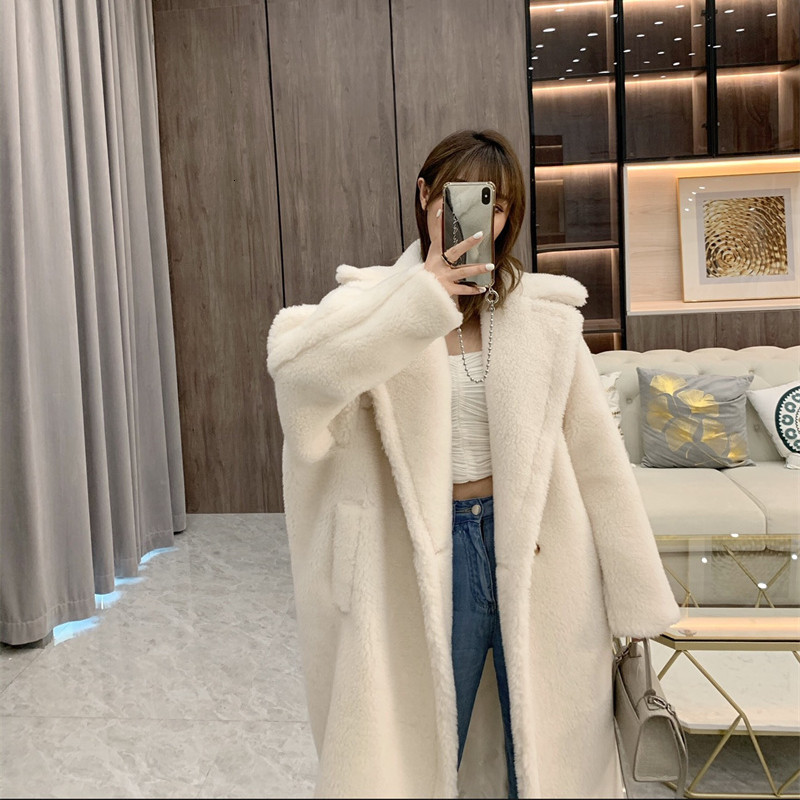 Women's Alpaca Wool Teddy Coat, Soft Faux Fur Winter Warm Jacket