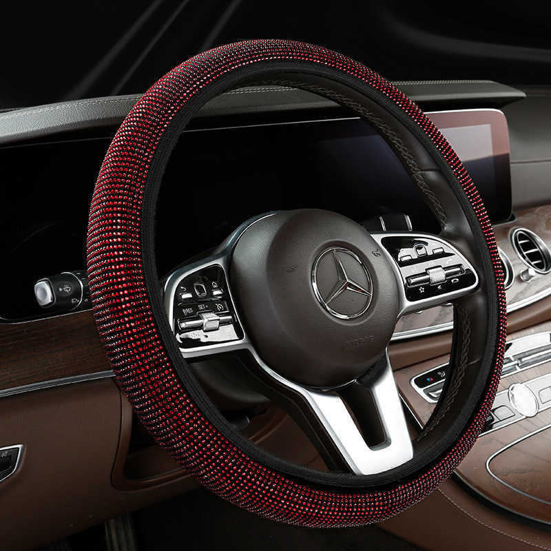 Steering Wheel Covers Car steering wheel set with diamond summer elastic no inner ring full drill hot drill car interior handle set T230828