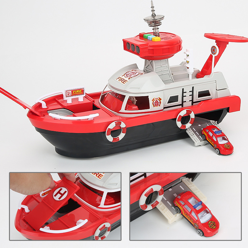 Diecast Model car Kids Toys Simulation Track Inertia Boat Diecasts Toy Vehicles Music Story Light Toy Ship Model Toy Car Parking Boys Toys 230827