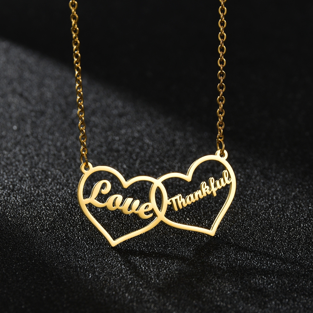 Hip Hop Personalized Custom 2 Names Necklace Stainless Steel Charm Jewelry Gift