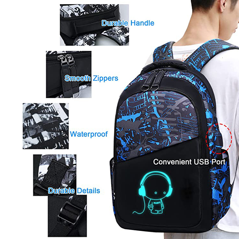 Backpacks Luminous Kids School Backpack Boys Waterproof Durable School Bags for Boy High School Students Bookbag Mochilas Escolares 230826