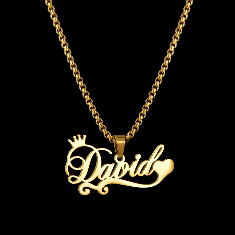 Custom Names Pendant Necklace Stainless Steel Personalized Jewelry with Chain