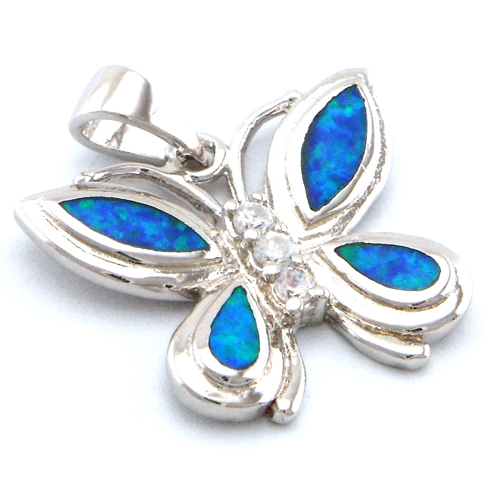 opal jewelry with cz stone;fashion opal butterfly pendant Mexican fire opal pendant 925 stamped women necklace