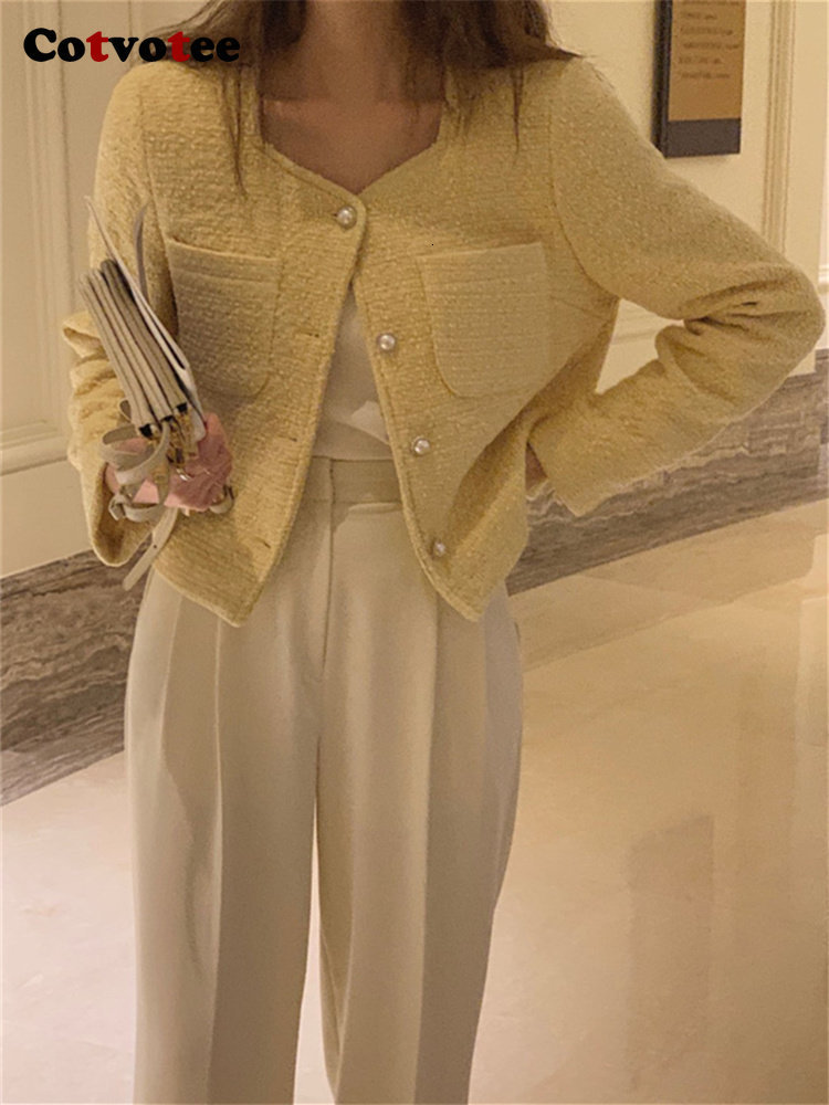 Womens Jackets Cotvotee Jacket Coat Women Autumn Winter Fashion Casual Office Lady Long Sleeve Square Collar Solid Loose 230828