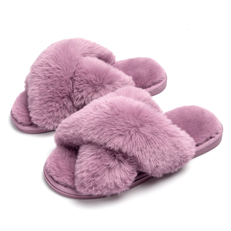 Sandals Winter Women Home Indoor Casual Fuzzy Slippers Female Flip Flops Fluffy Shoes Cross Slides Ladies Soft Plush 230826