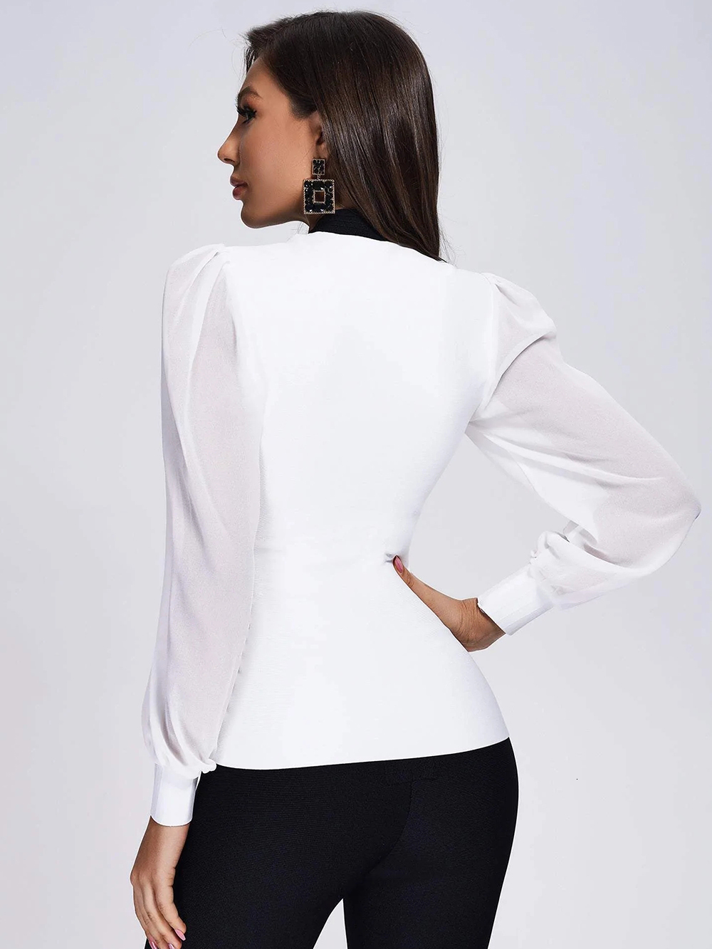 Womens Jackets Bandage Bubble Long Sleeve Bodycon Women white Sexy Vneck zipper Jacket Top Party Club Outfits Tops 230828