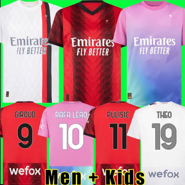 23/24 AC MILANS IBRAHIMOVIC GIROUD Soccer Jerseys 2023 away PULISIC THEO TONALI 4th Shirt ROMAGNOLI RAFA LEAO S.CASTILLEJO REIJNDERS SAELEMAEKERS Football uniform