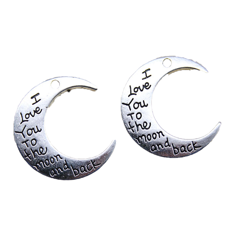 Whole 50pcs Alloy Charms Pendant Jewelry Making Silver Golden I Love You To The Moon And Back DIY Jewelry Findings 29x27mm