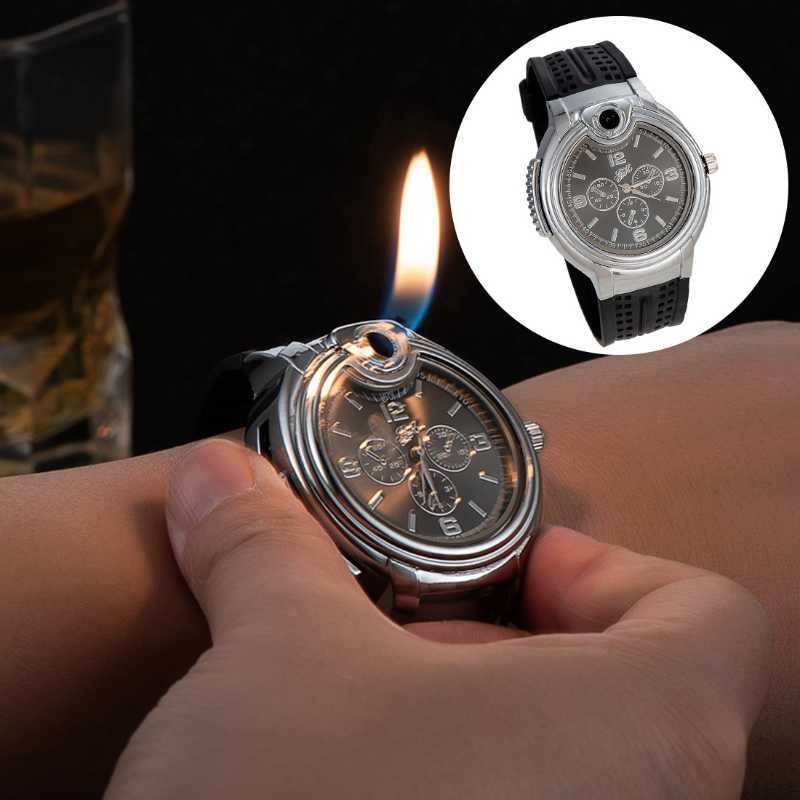 Creative Watch Style Metal Lighter Men's Sports Open Flame No Gas Inflatable Adjustable Exquisite Gift 4X7W W260202