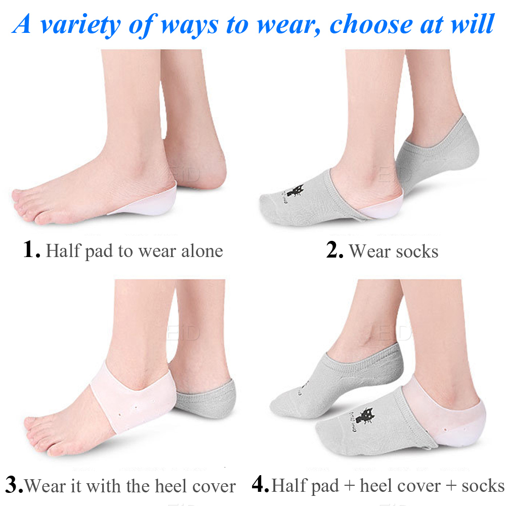 Shoe Parts Accessories EiD Invisible Height Increase Silicone Socks Gel Heel Pads Orthopedic Arch Support Heel Cushion Soles Insole Foot Massage Unise