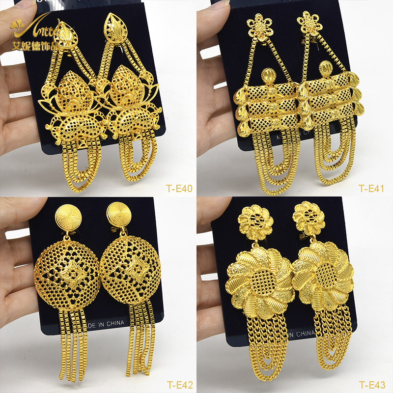 Hoop Huggie ANIID Nigerian Big Earrings For Women Dubai Gold Plated Large Earrings Bridal Wedding African Jewelry Hawaiian Party Gifts 230828
