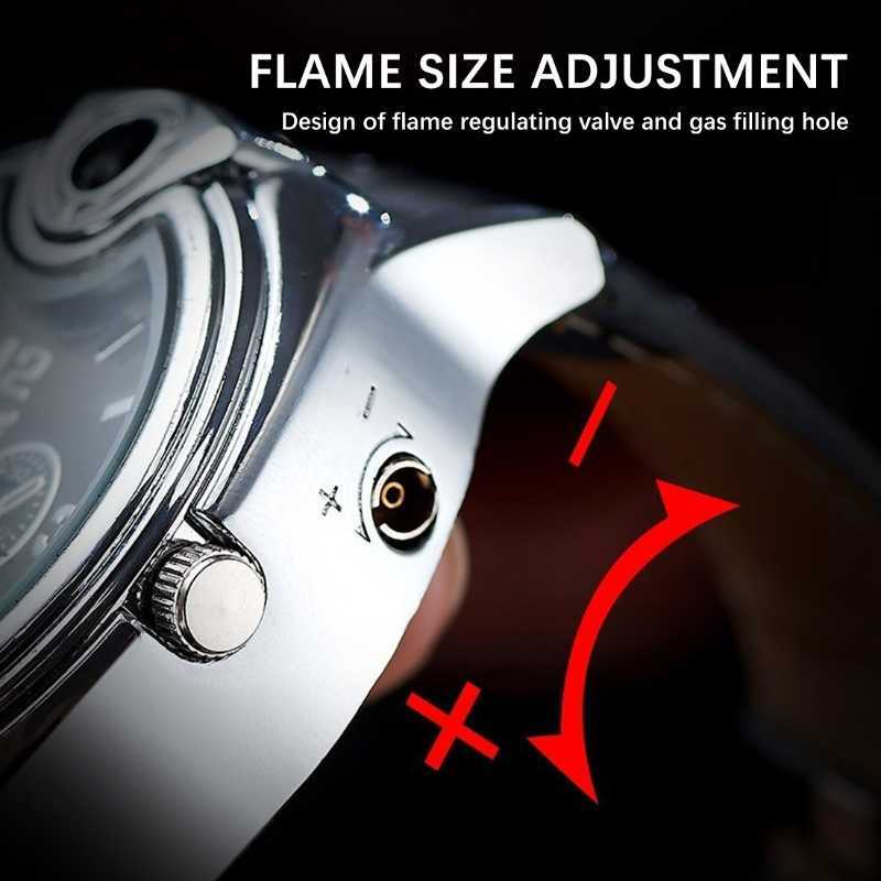 Creative Watch Style Metal Lighter Men's Sports Open Flame No Gas Inflatable Adjustable Exquisite Gift 4X7W W260202