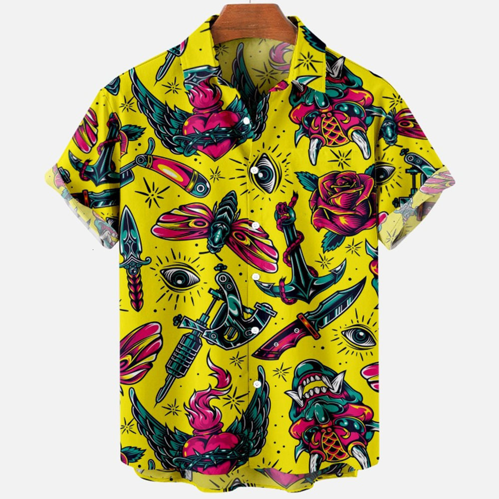 Men's Dress Shirts Devil Horror 3d Print Hawaiian Shirt Men Clothes Loose Breathable Summer Male Short Sleeve 230828