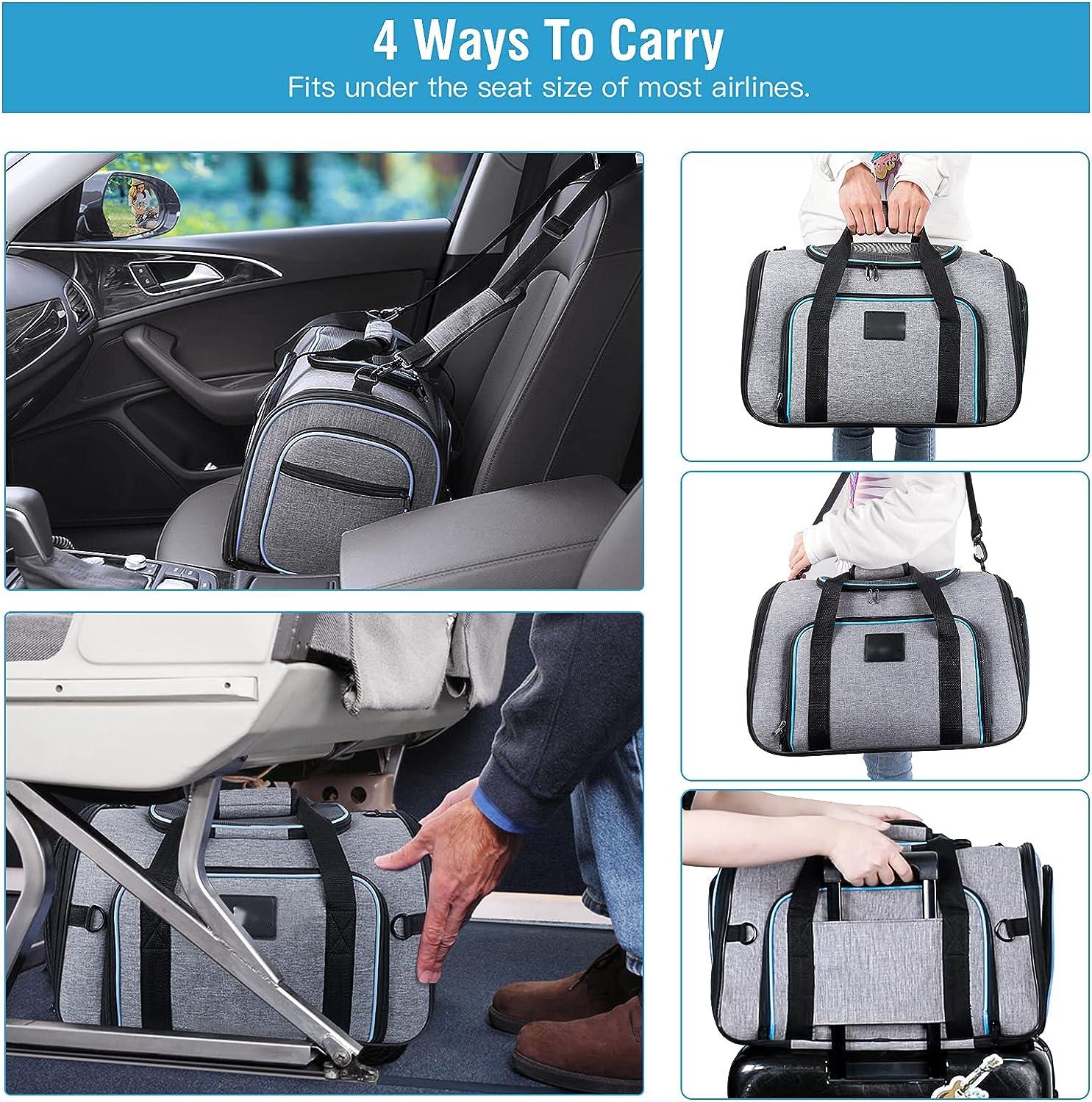 YUEXUAN Pet Carriers Bag Portable Breathable Foldable Bag Cat Dog Carrier Bags Outgoing Travel Pets Cats Handbag Safety Zippers 4 Sides Expandable Cat