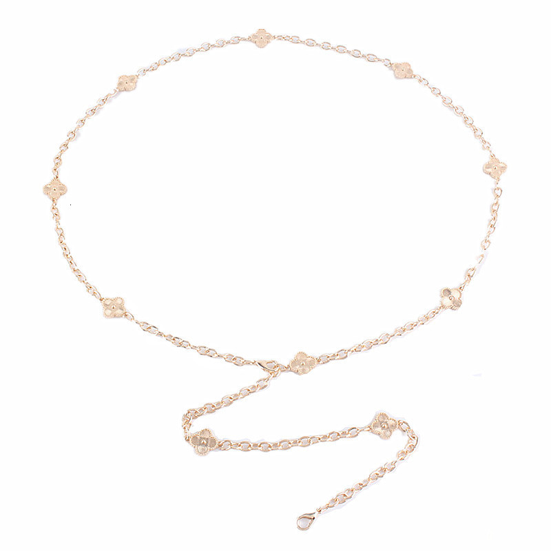 Belts Flowers Gold Chain Belts for Women Dress Waistband Appreal Accessories Metal Thin Strap Corset Belt 230829