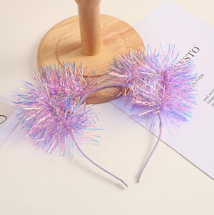 Fashion Cat Ear Headband Laser Rave Metallic Tinsel Headdress Holographic Party Hairhoop Christmas Birthday Hair Accessories