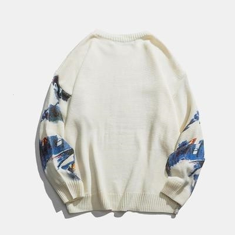 Men's Sweaters Autumn Chinese Style Printed Dyed Pullover Sweater Loose Retro National Beijing Opera Top Couple Unisex Jumpers Streetwear 230828