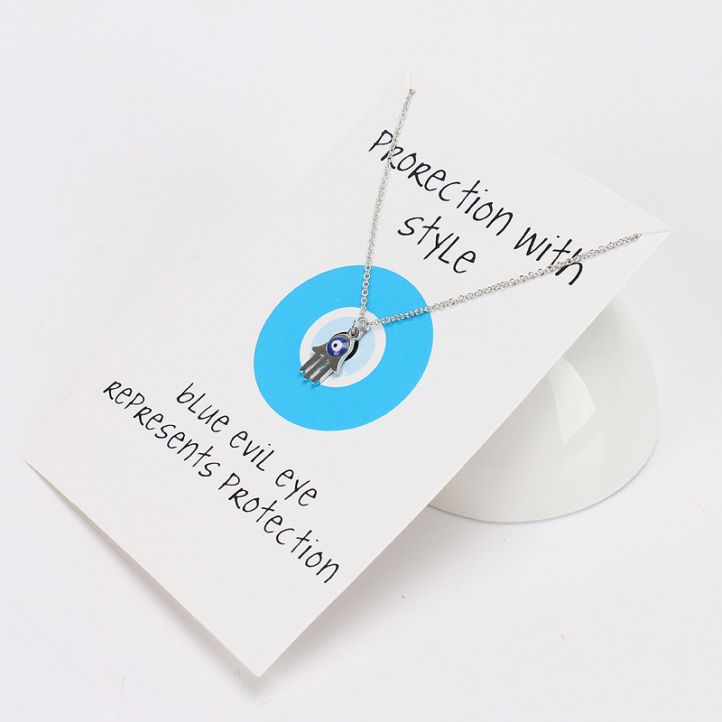 Lucky Blue eye Pendant Necklace Turkish Evil Eye Fatima Hand Chain Choker Collar necklaces for women Jewelry