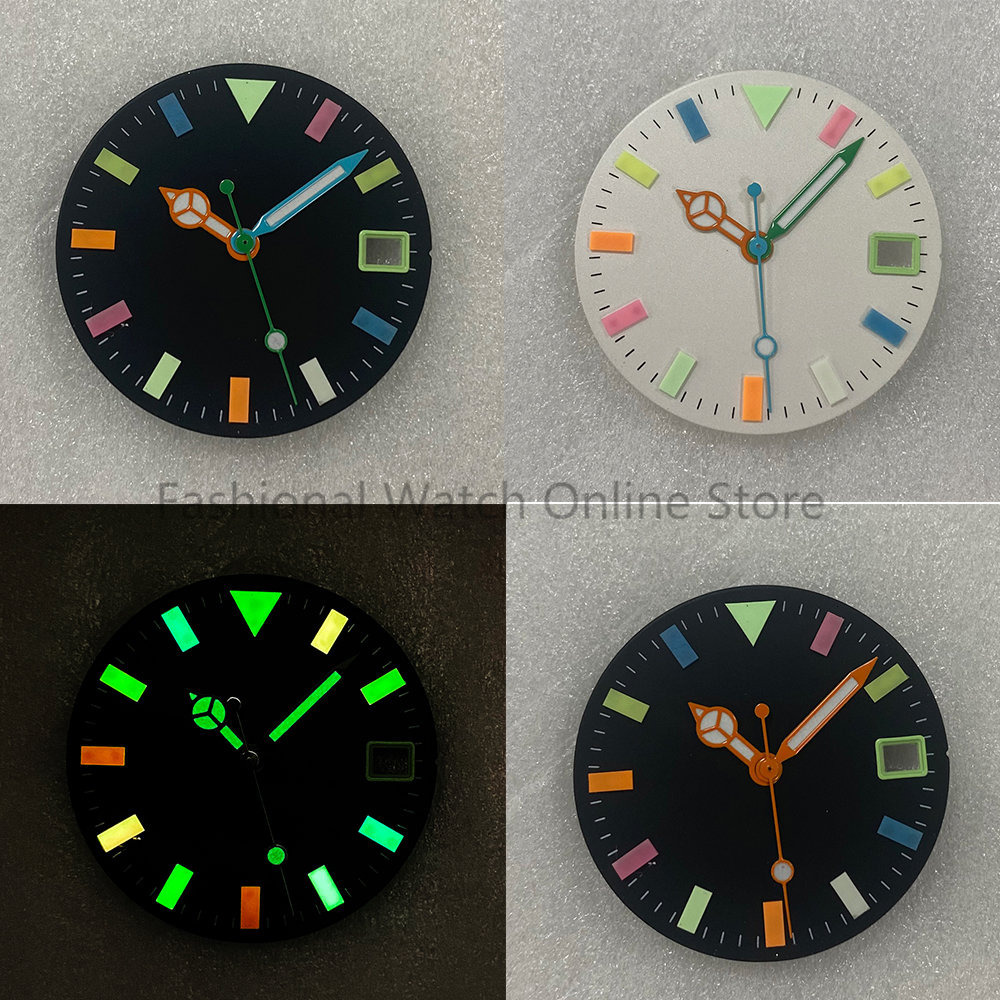 Other Watches 28.5mm Watch Dial Hands Green Luminous Faces Watches Replacements Accessories for SUB Datejust NH35/NH36 Movement Parts 230829
