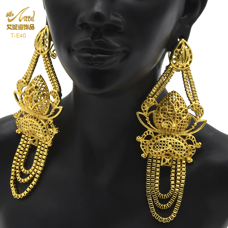 Hoop Huggie ANIID Nigerian Big Earrings For Women Dubai Gold Plated Large Earrings Bridal Wedding African Jewelry Hawaiian Party Gifts 230828