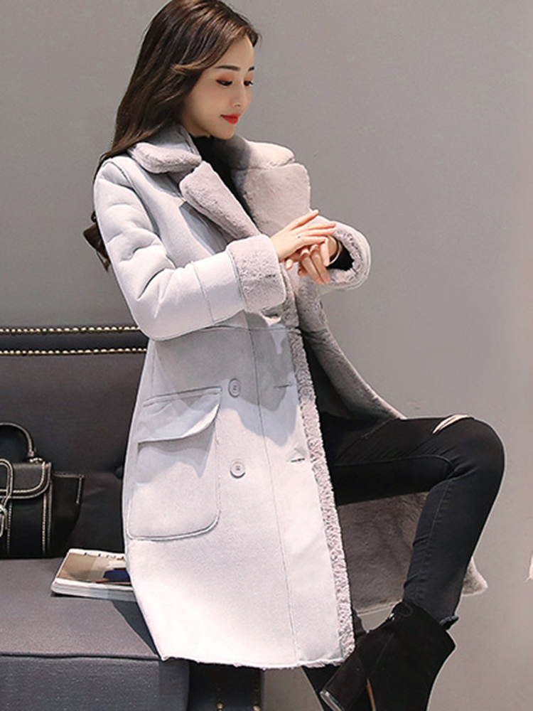 Womens Wool Blends XFPV Light Pink Lamb Fur Long Woolen Coat Korea Thickened Cashmere Sleeve Loose Fit Women Fashion Winter SM4120 230828