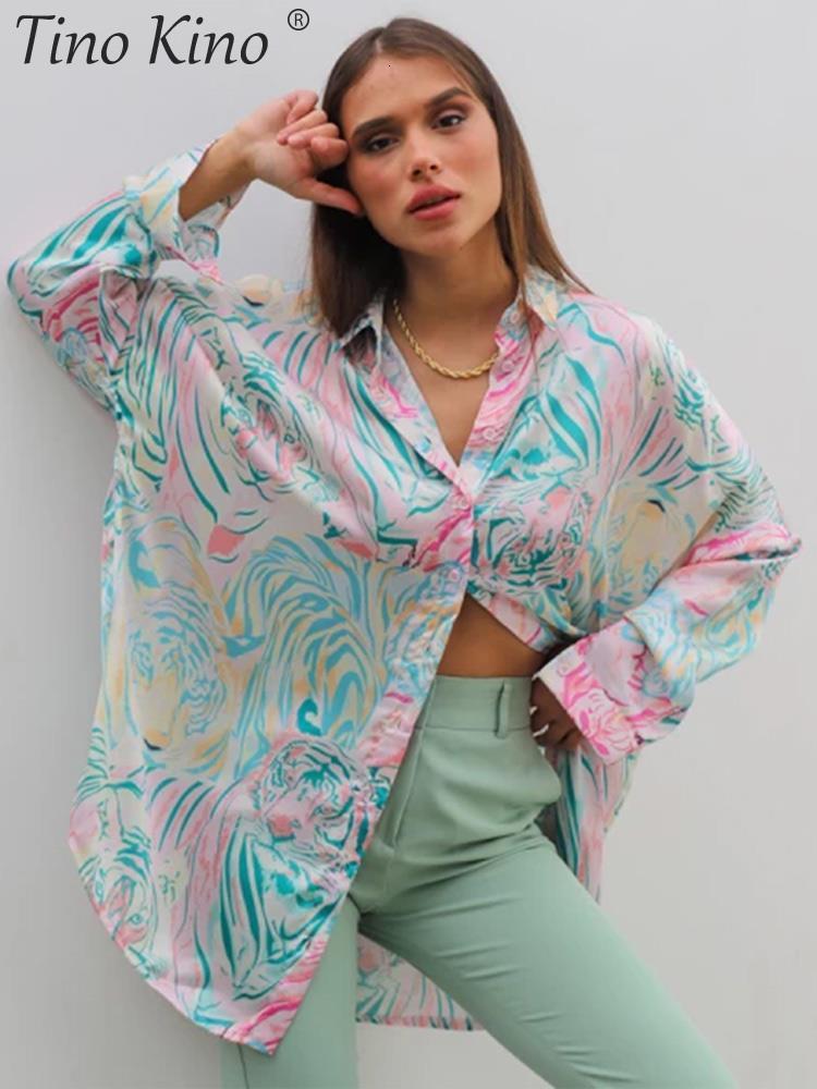 Women's Blouses Shirts Check Print Women Oversize Shirt Elegant Lapel Floral Button Up Office Lady Shirts Spring Summer Fashion Long Sleeve Top F