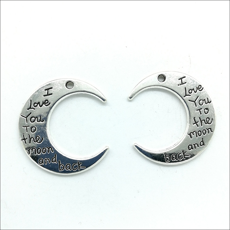 Whole 50pcs Alloy Charms Pendant Jewelry Making Silver Golden I Love You To The Moon And Back DIY Jewelry Findings 29x27mm